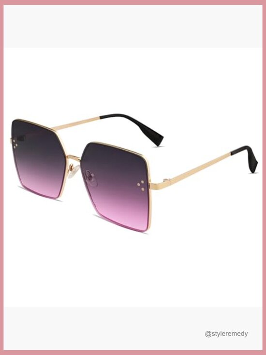 Metal Frame Square Sunglasses with UV400 Protection